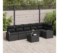 vidaXL Ensemble de canapé de jardin avec coussins 7 pcs noir poly rotin