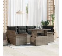 Ensemble de Canapés de Jardin 7 Pièces avec Coussins Gris Poly Rattan, Canapé de Jardin 2 Places avec Rangement et Coussins 3356952 Gris