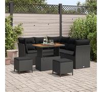 vidaXL Ensemble canapé de jardin 8 pcs noir poly rotin
