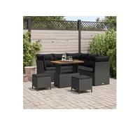 vidaXL Ensemble canapé de jardin 8 pcs noir poly rotin