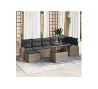 vidaXL Ensemble de canapé de jardin avec coussins avec mémoire 8 pcs Gris Poly Rattan