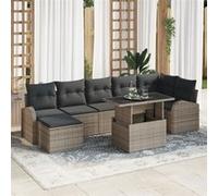 vidaXL Ensemble de canapé de jardin avec coussins avec mémoire 8 pcs Gris Poly Rattan