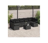 vidaXL Ensemble de canapés 8 pcs en poly rotin noir avec coussins