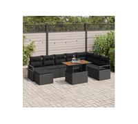 vidaXL Ensemble de canapé de jardin avec coussins 9 pcs noir et marron