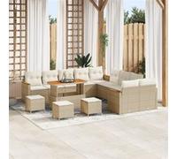 Ensemble de canapés de jardin vidaXL avec coussins (18 pièces), beige et crème, en polyrotin