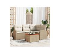 Ensemble de canapés de jardin vidaXL, 5 pièces, beige, en polyrotin