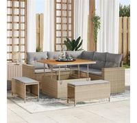vidaXL Ensemble de canapé de jardin 8 pcs Beige Poly-Rattan