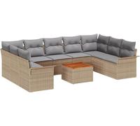 Ensemble de canapés de jardin vidaXL, 10 pièces, 9 places, beige et gris clair