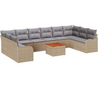 Ensemble de canapés de jardin vidaXL, 10 pièces, beige, en polyrotin