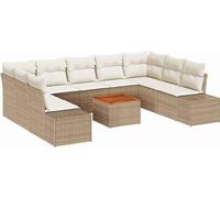 vidaXL Ensemble de canapé de jardin avec coussins 10 pcs Beige Poly-Rattan