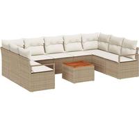 Ensemble de canapés de jardin vidaXL, 10 pièces, beige, en polyrotin