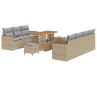 Ensemble de canapés de jardin vidaXL, 10 pièces, beige, en polyrotin