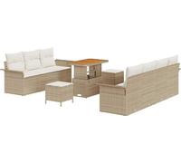 Ensemble de canapés de jardin vidaXL, 10 pièces, beige, en polyrotin