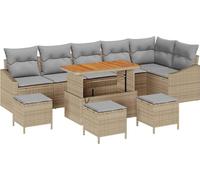 vidaXL Ensemble de canapés de jardin 10 pièces avec coussins Beige Poly-Rattan