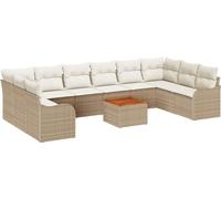 Ensemble de canapés de jardin vidaXL, 10 pièces, beige, en polyrotin
