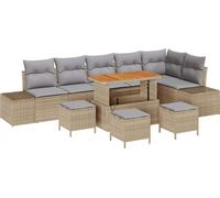 vidaXL Ensemble de canapé de jardin avec coussins 10 pcs Beige Poly-Rattan