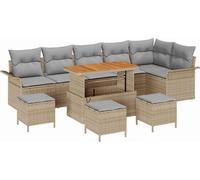 Ensemble de canapés de jardin vidaXL, 10 pièces, beige, en polyrotin