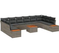 Ensemble de canapés de jardin vidaXL, 10 pièces, gris, en résine tressée