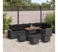 vidaXL Ensemble de canapé de jardin 10 pcs Noir Poly-Rotin