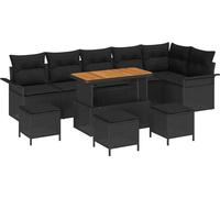 Ensemble de canapés de jardin vidaXL, 10 pièces, noir, en résine tressée