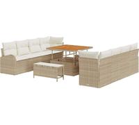 Ensemble de canapés de jardin vidaXL, 11 pièces, beige, en polyrotin