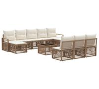 Ensemble de canapés de jardin vidaXL, 11 pièces, beige, en polyrotin