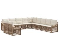 Ensemble de canapés de jardin vidaXL, 11 pièces, beige, en polyrotin