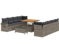 Ensemble de canapés de jardin vidaXL, 11 pièces, gris, en polyrotin