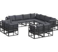 Ensemble de canapés de jardin vidaXL, 11 pièces, noir, aluminium