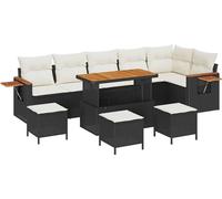 Ensemble de canapés de jardin vidaXL, 12 pièces, 8 places, noir et crème