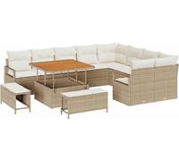 Ensemble de canapés de jardin vidaXL, 12 pièces, beige, en polyrotin