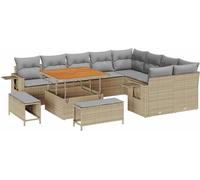 vidaXL Ensemble de canapé de jardin 12 pcs Beige Poly-Rattan