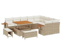 Ensemble de canapés de jardin vidaXL, 12 pièces, beige, en polyrotin