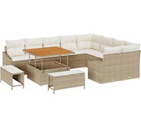 Ensemble de canapés de jardin vidaXL, 12 pièces, couleur beige, en polyrotin, pour 7 personnes
