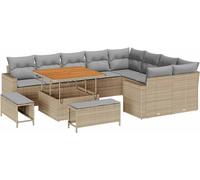 vidaXL Ensemble de canapé de jardin avec coussins 13 pcs Beige et gris clair Poly-Rotin