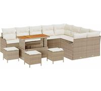 Ensemble de canapés de jardin vidaXL, 13 pièces, beige, en polyrotin