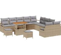 Ensemble de canapés de jardin vidaXL, 13 pièces, beige, en polyrotin
