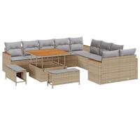 vidaXL Ensemble canapé de jardin 13 pièces beige polyrotin