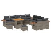 Ensemble de canapés de jardin vidaXL, 13 pièces, gris, en résine tressée