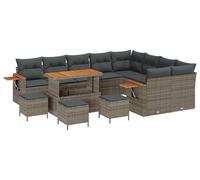 Ensemble de canapés de jardin vidaXL, 13 pièces, gris, en polyrotin