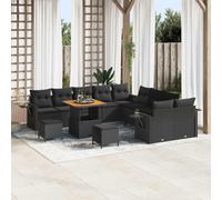 vidaXL Ensemble canapé de jardin 13 pcs noir poly rotin