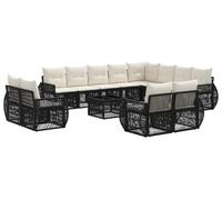 Ensemble de canapés de jardin vidaXL, 13 pièces, noir et crème, en polyrotin
