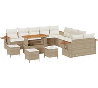 vidaXL Ensemble de canapés de jardin 18 pièces en polyrotin beige et crème avec coussins