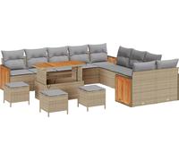 vidaXL Ensemble de canapés de jardin avec coussins 18 pièces Beige/Gris clair Polyrotin