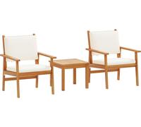 Ensemble de canapés de jardin vidaXL, 3 pièces, 2 places, couleur crème, en bois d'acacia massif