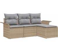 Ensemble de canapés de jardin vidaXL, 4 pièces, beige, en résine tressée