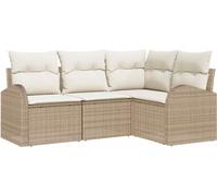 Ensemble de canapés de jardin vidaXL, 4 pièces, beige, en résine tressée
