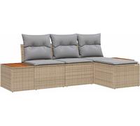 Ensemble de canapés de jardin vidaXL, 4 pièces, beige, en résine tressée