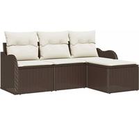 Ensemble de canapés de jardin vidaXL, 4 pièces, couleur marron, en polyrotin