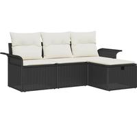 vidaXL Ensemble de 4 assises de jardin en résine tressée (poly rotin) avec coussins – Noir